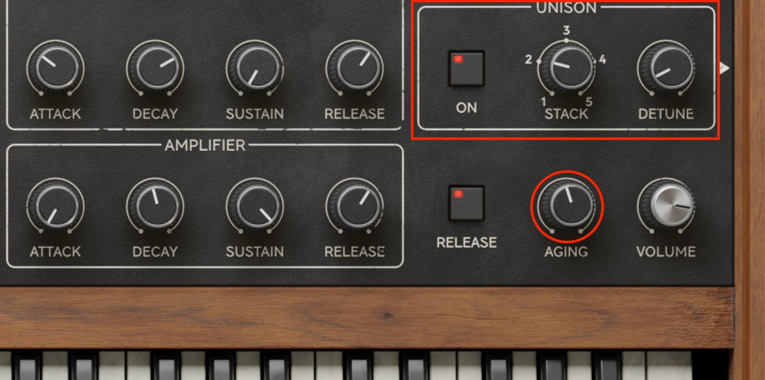 Use unison in combination with aging to make “Tom Sawyer” lead-alike effects.